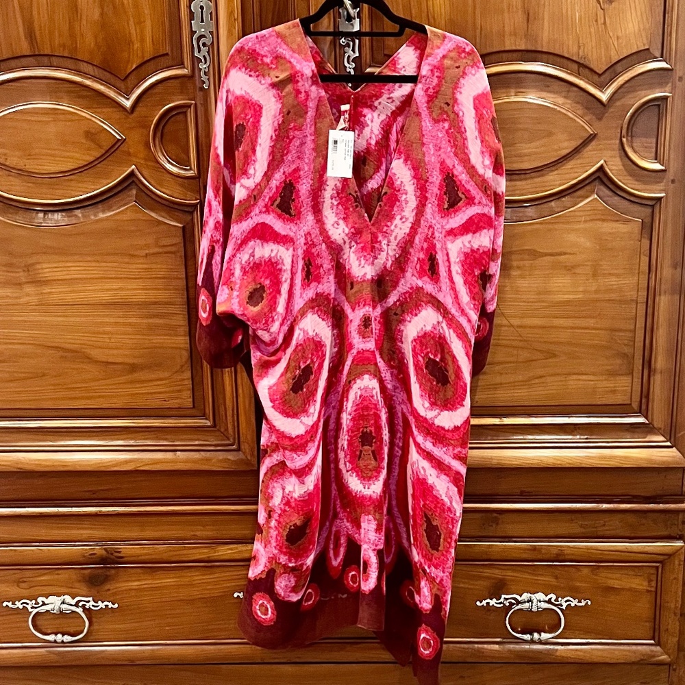 NWT Theodora & Callum Pink Print Kaftan One Size